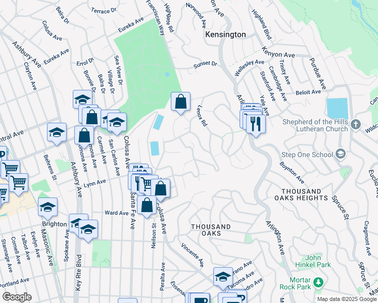 map of restaurants, bars, coffee shops, grocery stores, and more near 2 Marchant Court in Kensington
