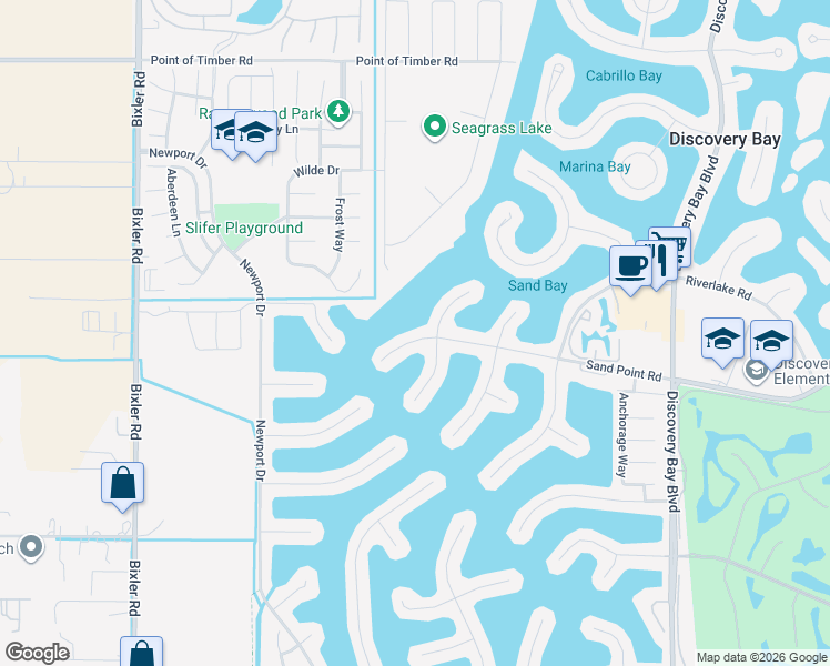 map of restaurants, bars, coffee shops, grocery stores, and more near 2321 Sand Point Court in Discovery Bay