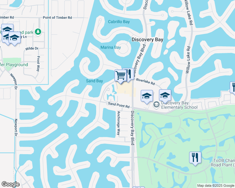 map of restaurants, bars, coffee shops, grocery stores, and more near 2001 Sand Point Road in Discovery Bay