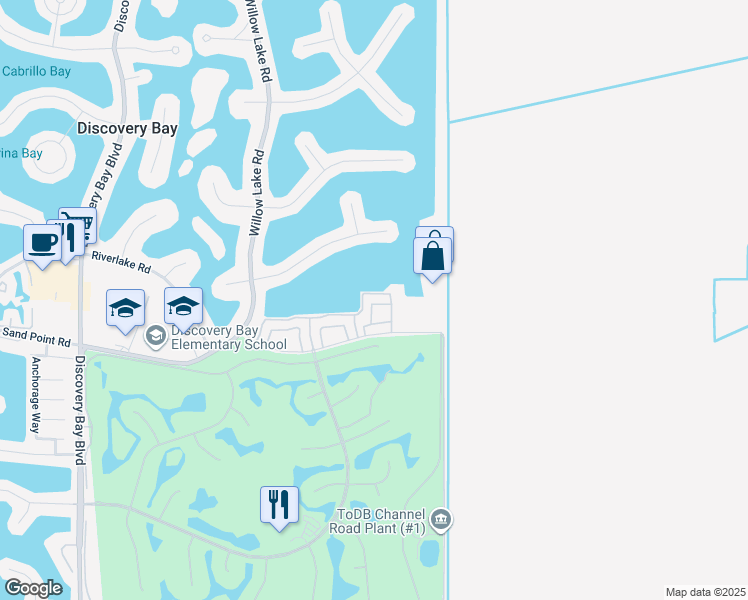 map of restaurants, bars, coffee shops, grocery stores, and more near 1530 Trawler Street in Discovery Bay