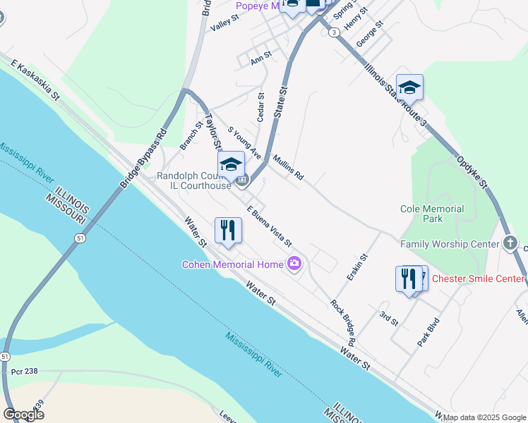 map of restaurants, bars, coffee shops, grocery stores, and more near 215 East Buena Vista Street in Chester