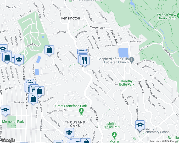 map of restaurants, bars, coffee shops, grocery stores, and more near 410 Boynton Avenue in Berkeley