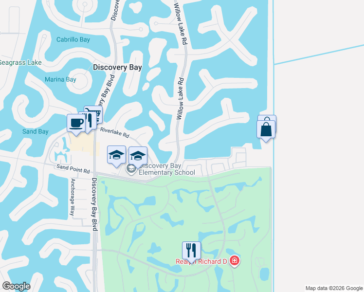 map of restaurants, bars, coffee shops, grocery stores, and more near 5565 Marlin Drive in Discovery Bay