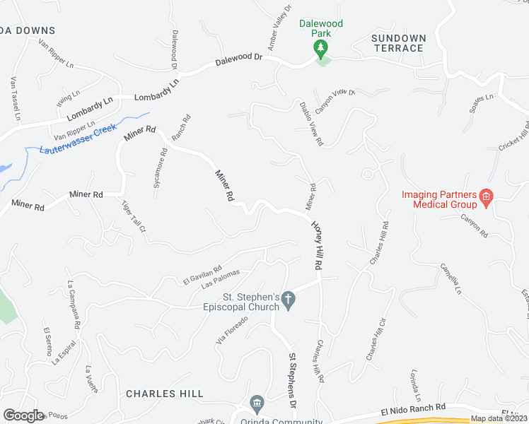 map of restaurants, bars, coffee shops, grocery stores, and more near 1 Gardiner Court in Orinda