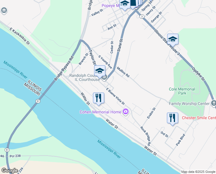 map of restaurants, bars, coffee shops, grocery stores, and more near 215 East Buena Vista Street in Chester