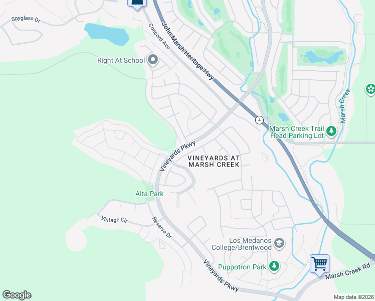 map of restaurants, bars, coffee shops, grocery stores, and more near 1159 Saint Julien Street in Brentwood