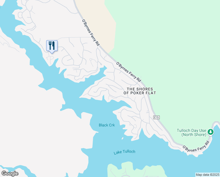 map of restaurants, bars, coffee shops, grocery stores, and more near 287 Sunrise Road in Copperopolis