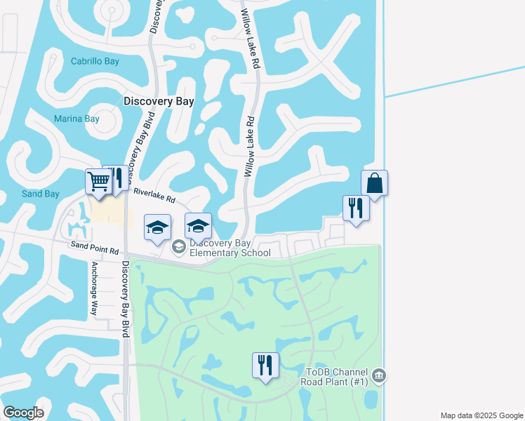 map of restaurants, bars, coffee shops, grocery stores, and more near 5584 Marlin Drive in Discovery Bay