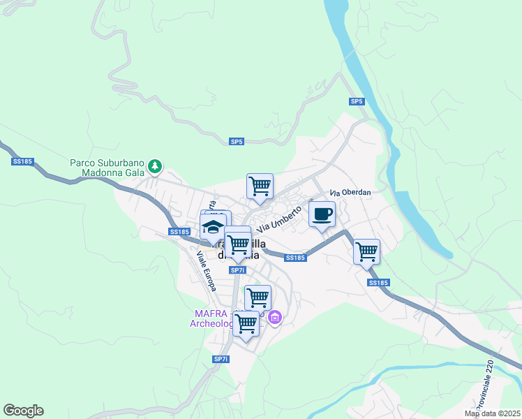 map of restaurants, bars, coffee shops, grocery stores, and more near 2 Piazza Prescimone in Francavilla di Sicilia