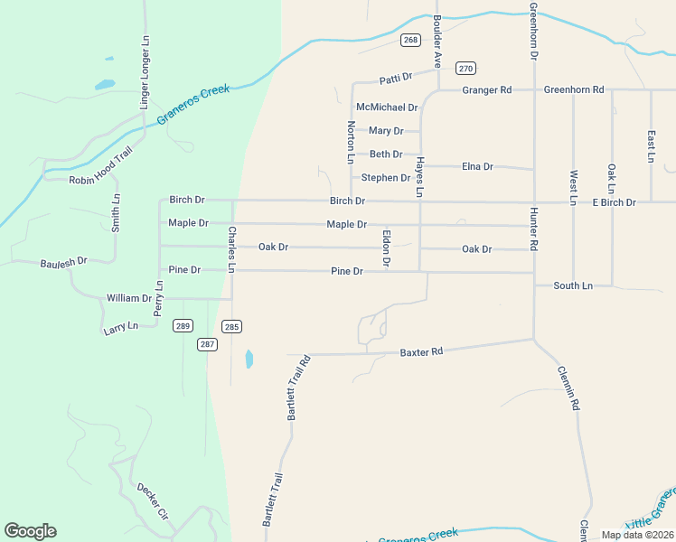 map of restaurants, bars, coffee shops, grocery stores, and more near County Road 288 in Pueblo County