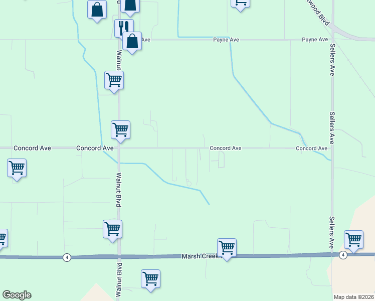 map of restaurants, bars, coffee shops, grocery stores, and more near 3360 Concord Avenue in Brentwood