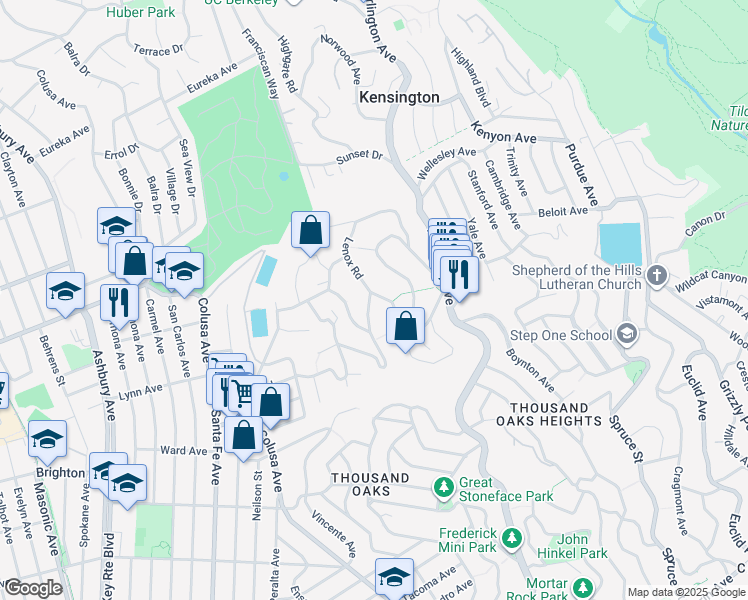 map of restaurants, bars, coffee shops, grocery stores, and more near 700 Coventry Road in Kensington
