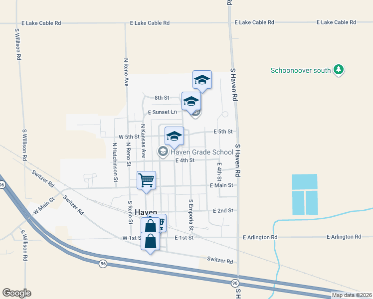 map of restaurants, bars, coffee shops, grocery stores, and more near 209 North Emporia Street in Haven