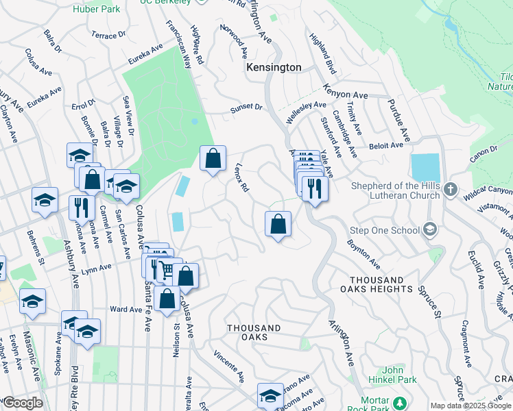 map of restaurants, bars, coffee shops, grocery stores, and more near 700 Coventry Road in Kensington