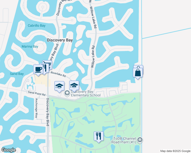 map of restaurants, bars, coffee shops, grocery stores, and more near 5575 Marlin Drive in Discovery Bay