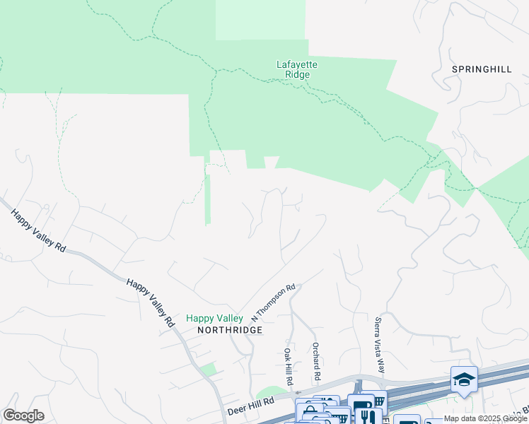 map of restaurants, bars, coffee shops, grocery stores, and more near 1240 Monticello Road in Lafayette