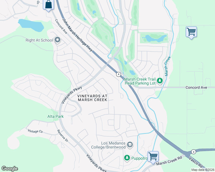 map of restaurants, bars, coffee shops, grocery stores, and more near 1532 Symphony Circle in Brentwood