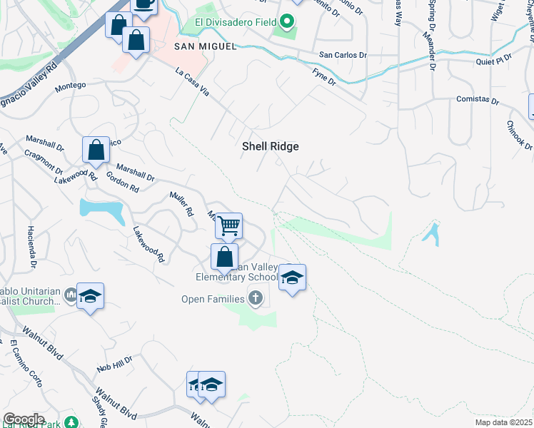 map of restaurants, bars, coffee shops, grocery stores, and more near 631 La Vista Road in Walnut Creek