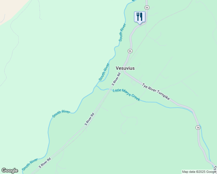 map of restaurants, bars, coffee shops, grocery stores, and more near 7155 South River Road in Vesuvius