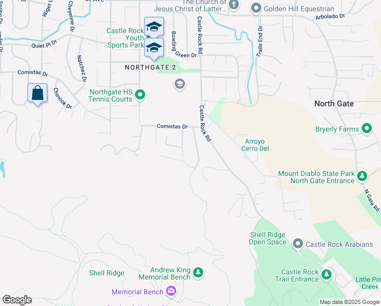 map of restaurants, bars, coffee shops, grocery stores, and more near 2897 Spring Creek Lane in Walnut Creek