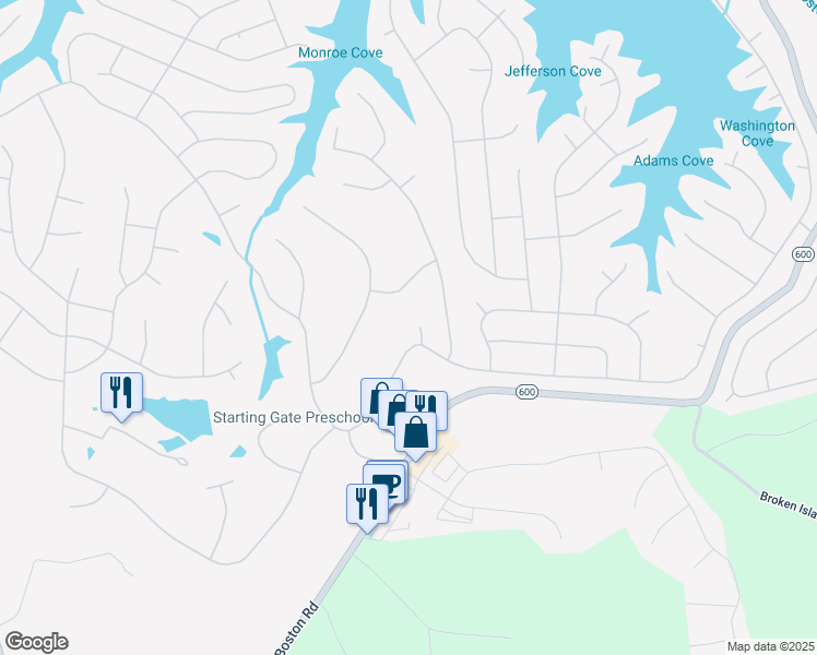 map of restaurants, bars, coffee shops, grocery stores, and more near 4 Chip Court in Palmyra