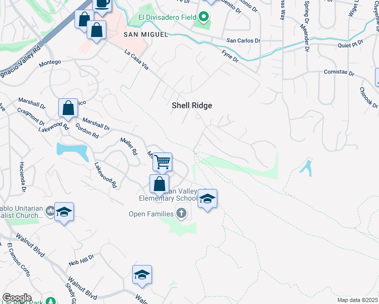 map of restaurants, bars, coffee shops, grocery stores, and more near 631 La Vista Road in Walnut Creek