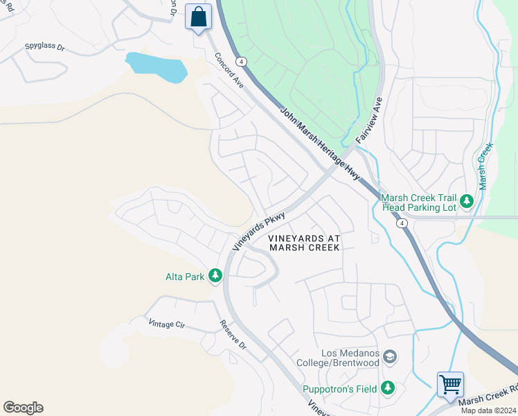 map of restaurants, bars, coffee shops, grocery stores, and more near 1155 Saint Julien Street in Brentwood