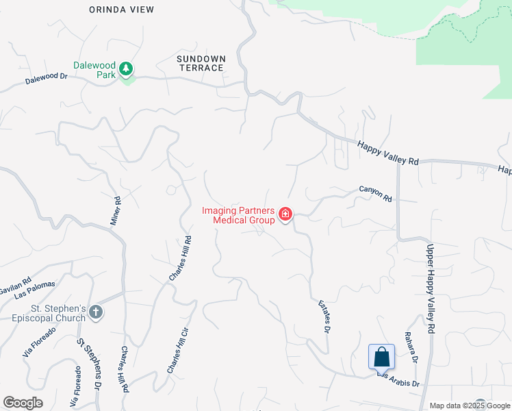 map of restaurants, bars, coffee shops, grocery stores, and more near 4146 Canyon Road in Lafayette