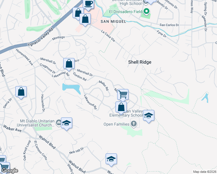 map of restaurants, bars, coffee shops, grocery stores, and more near 440 Muller Road in Walnut Creek