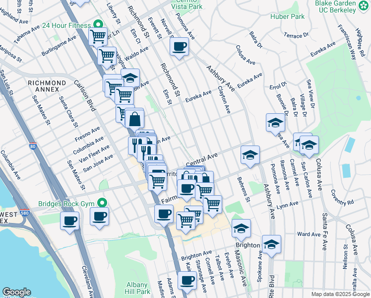 map of restaurants, bars, coffee shops, grocery stores, and more near in 