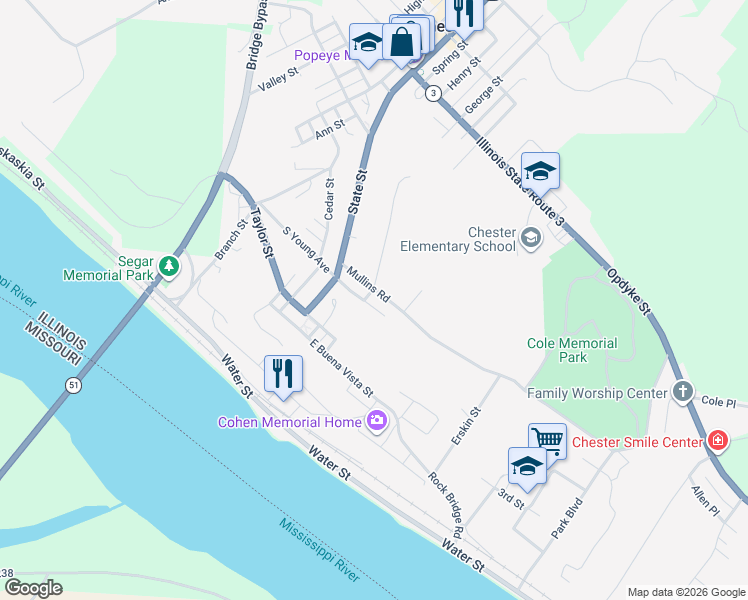 map of restaurants, bars, coffee shops, grocery stores, and more near 718 Stratton Street in Chester
