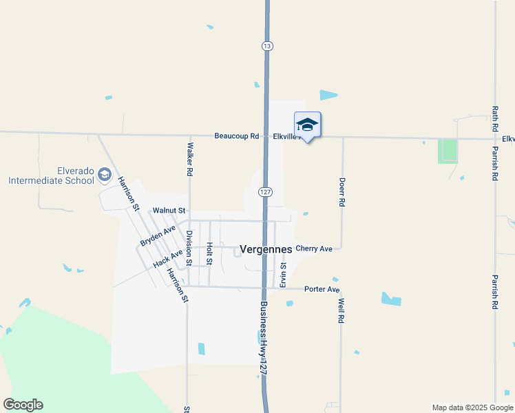 map of restaurants, bars, coffee shops, grocery stores, and more near 21867 Illinois 127 in Vergennes
