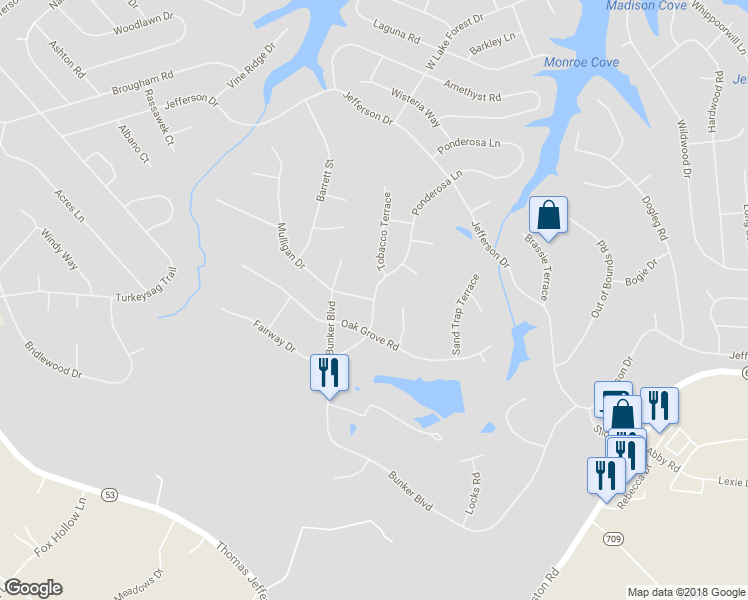 map of restaurants, bars, coffee shops, grocery stores, and more near 19 Ponderosa Lane in Palmyra