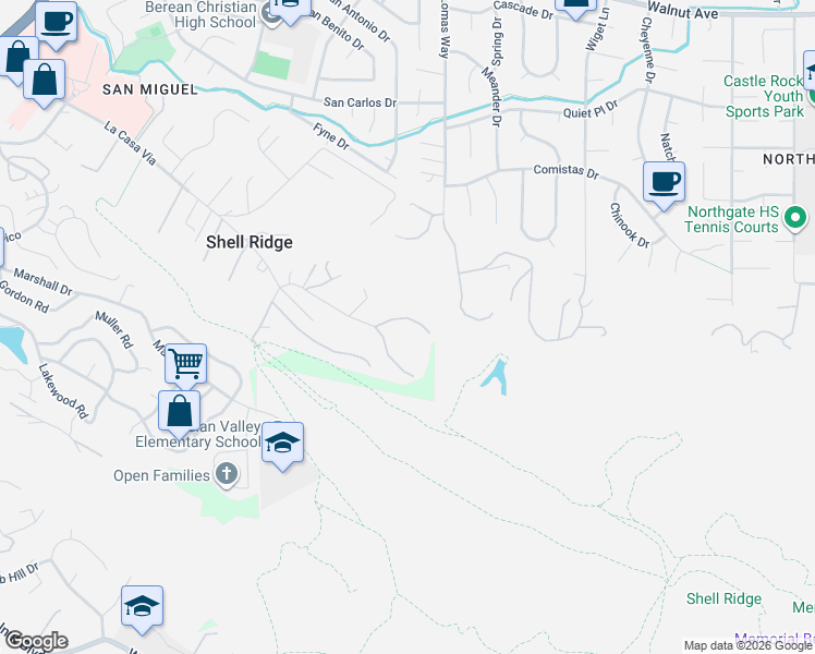 map of restaurants, bars, coffee shops, grocery stores, and more near 143 Brodia Way in Walnut Creek
