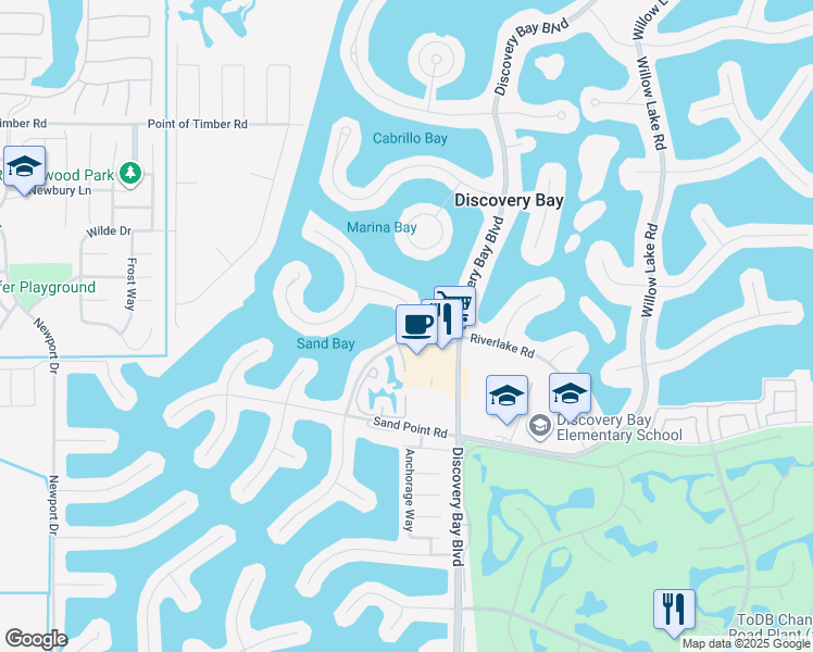 map of restaurants, bars, coffee shops, grocery stores, and more near 5090 Double Point Way in Discovery Bay