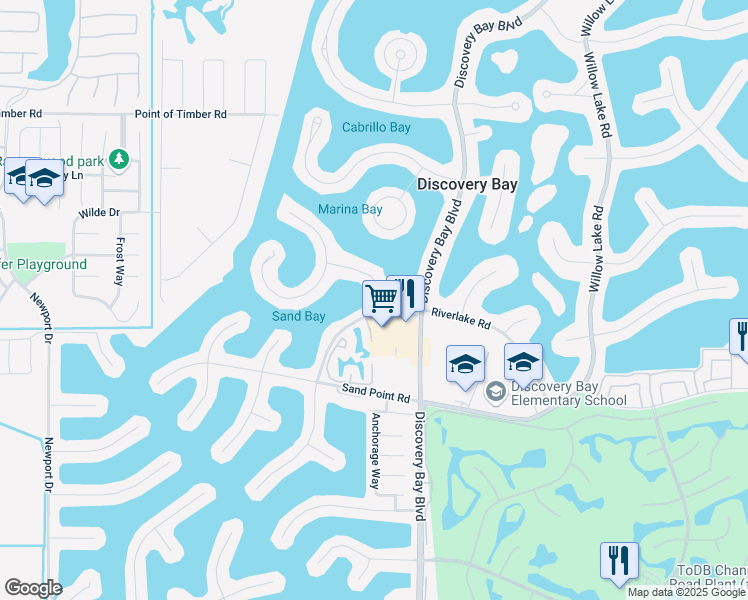 map of restaurants, bars, coffee shops, grocery stores, and more near 5090 Double Point Way in Discovery Bay