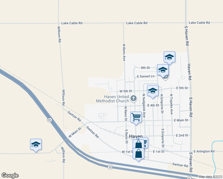 map of restaurants, bars, coffee shops, grocery stores, and more near 303 Westland Drive in Haven