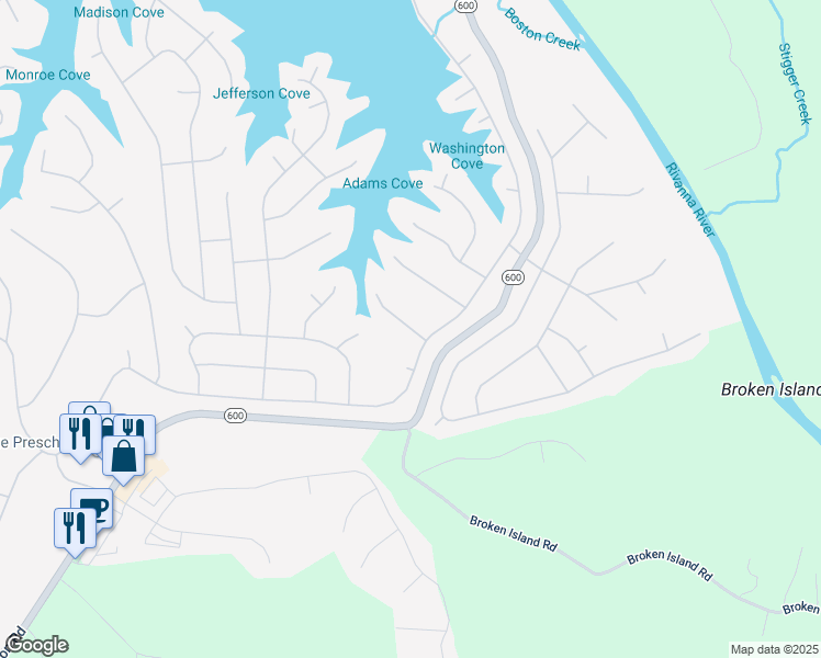 map of restaurants, bars, coffee shops, grocery stores, and more near 8 Horseback Lane in Palmyra
