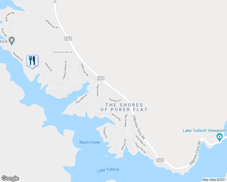 map of restaurants, bars, coffee shops, grocery stores, and more near 331 Poker Flat Road in Copperopolis