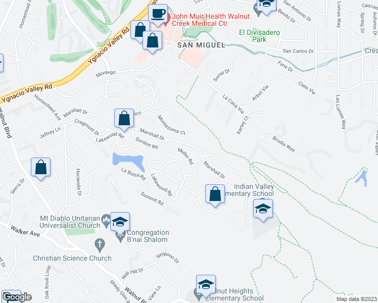 map of restaurants, bars, coffee shops, grocery stores, and more near 440 Muller Road in Walnut Creek