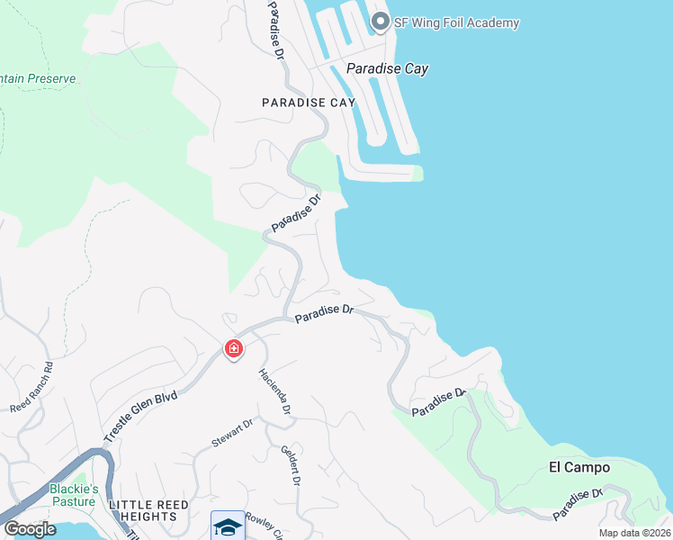 map of restaurants, bars, coffee shops, grocery stores, and more near 20 Old Landing Road in Tiburon
