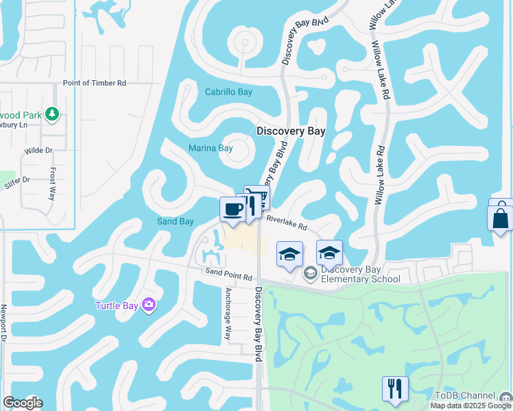 map of restaurants, bars, coffee shops, grocery stores, and more near 1464 Discovery Bay Boulevard in Discovery Bay
