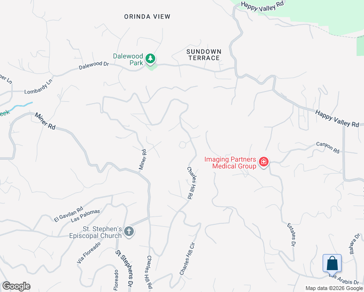 map of restaurants, bars, coffee shops, grocery stores, and more near 123 Diablo View Drive in Orinda