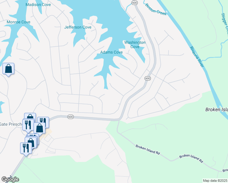 map of restaurants, bars, coffee shops, grocery stores, and more near 8 Horseback Lane in Palmyra