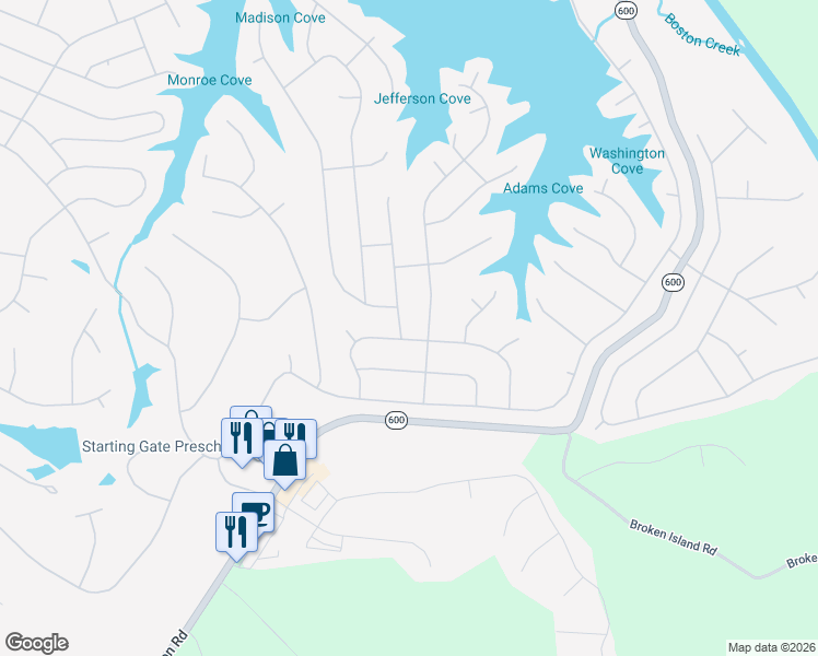 map of restaurants, bars, coffee shops, grocery stores, and more near 1 Long Leaf Lane in Palmyra