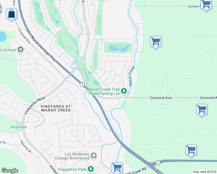map of restaurants, bars, coffee shops, grocery stores, and more near 1360 McPrince Lane in Brentwood
