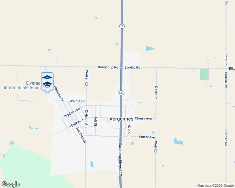 map of restaurants, bars, coffee shops, grocery stores, and more near 21867 Illinois 127 in Vergennes