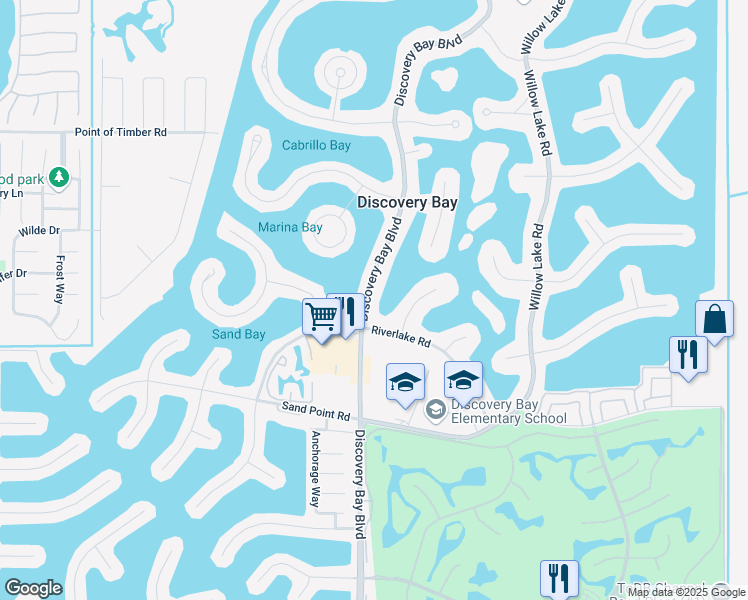 map of restaurants, bars, coffee shops, grocery stores, and more near 1435 Discovery Bay Boulevard in Discovery Bay