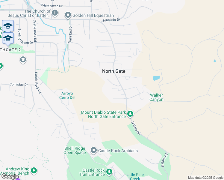 map of restaurants, bars, coffee shops, grocery stores, and more near 1101 North Gate Road in Walnut Creek