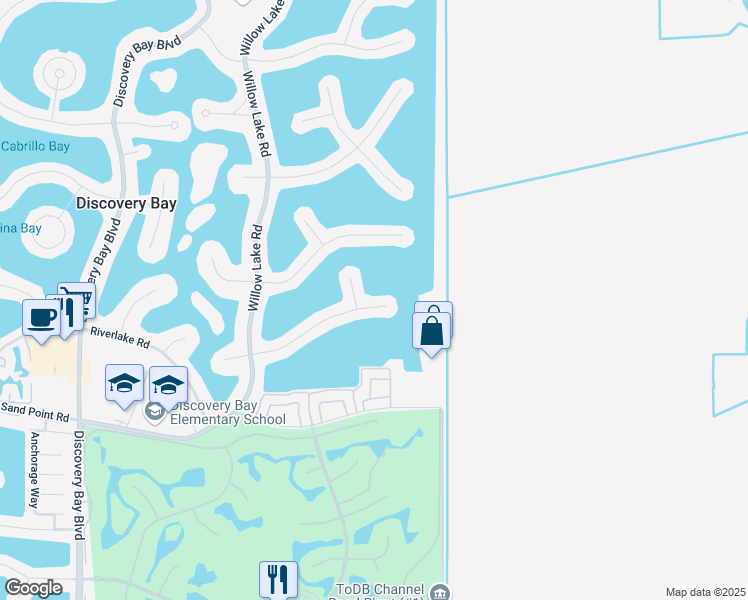 map of restaurants, bars, coffee shops, grocery stores, and more near 5718 Marlin Drive in Discovery Bay